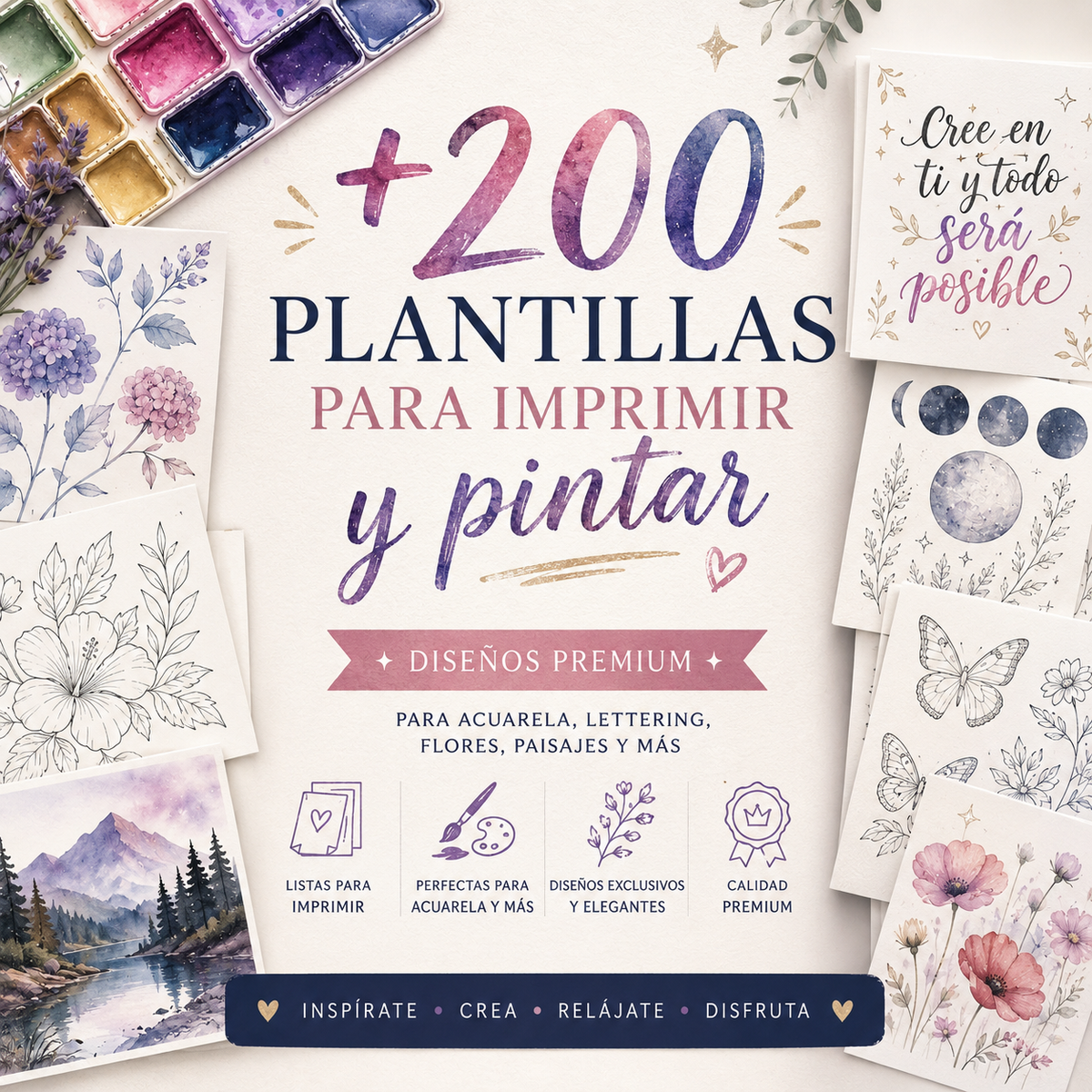 Colección Premium de +200 Plantillas Creativas para IMPRIMIR Y PINTAR!